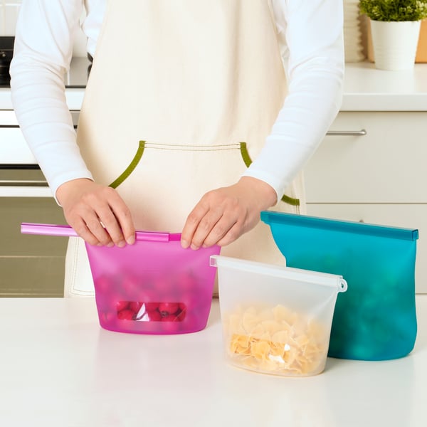 A multicolour/silicone FILFISK 3-piece resealable bag set