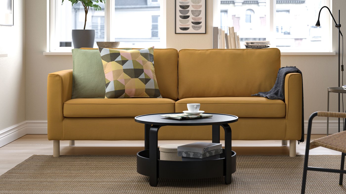 A Vissle yellow-brown PÄRUP 3-seat sofa