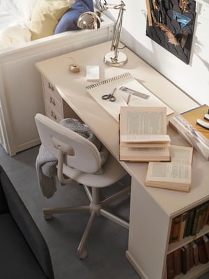 A beige VEBJÖRN desk