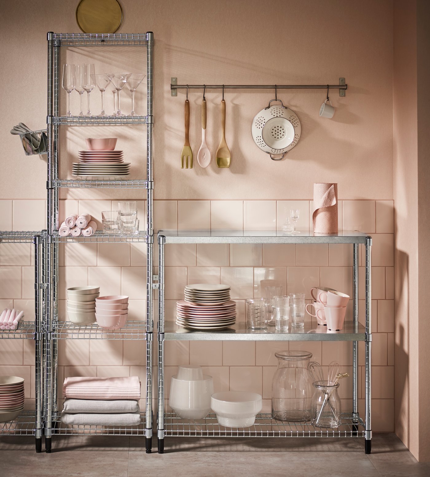 A galvanised OMAR shelving unit