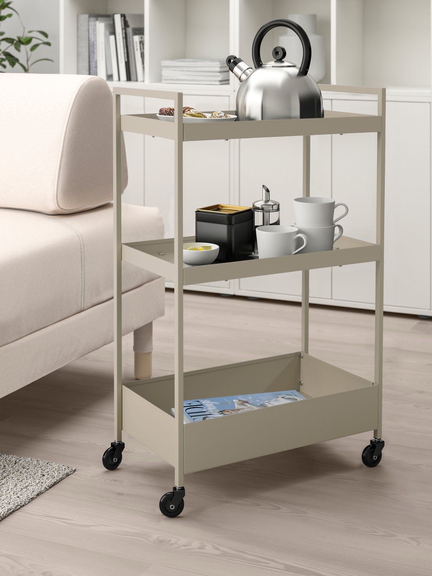 A beige NISSAFORS trolley