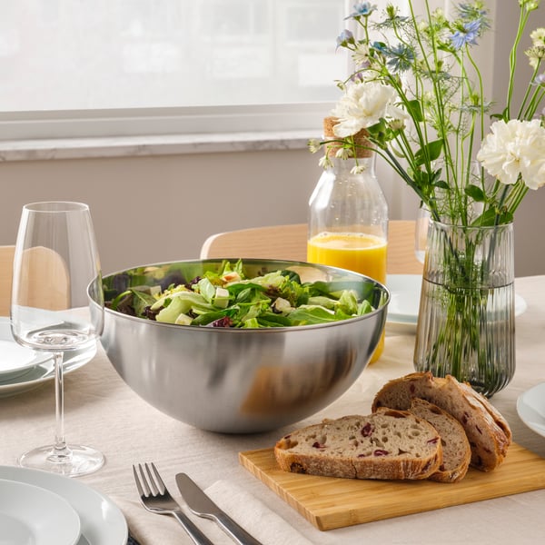 A stainless steel BLANDA BLANK serving bowl