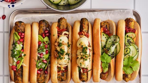 Groenteworstjes met drie toppings