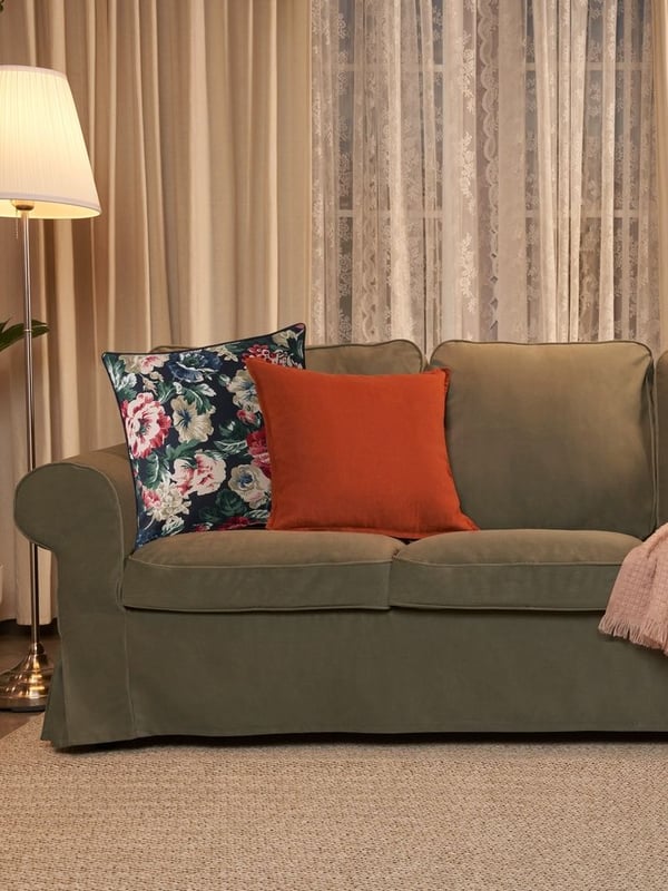 A Hakebo grey-green EKTORP 3-seat sofa