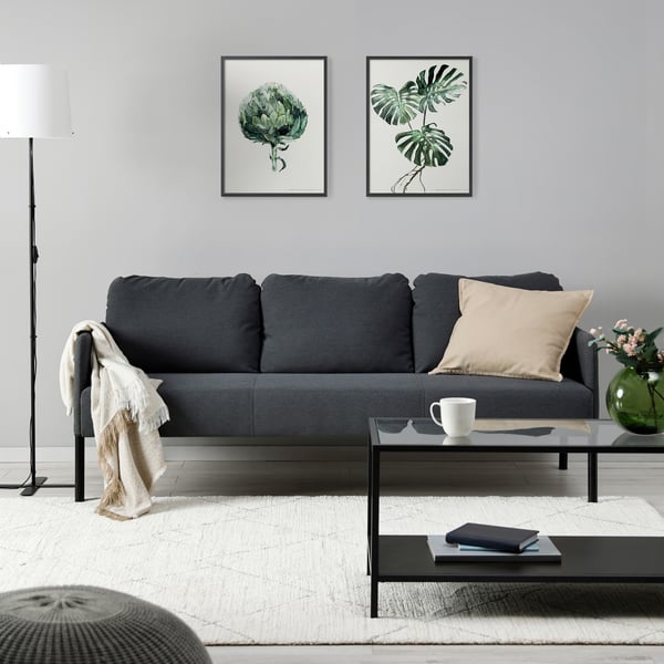 A Knisa dark grey GLOSTAD 3-seat sofa