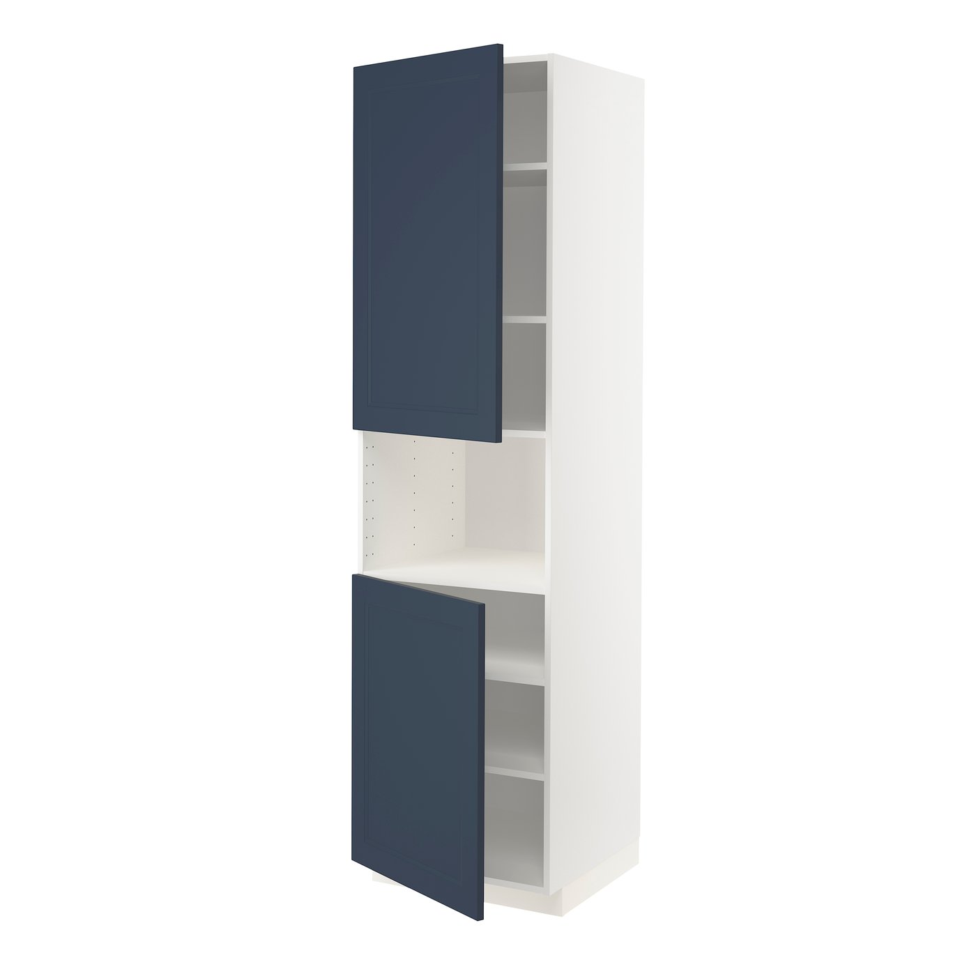 IKEA METOD högskåp f mikro m 2 dörrar/hyllplan, vit axstad/matt yta blå, 60x60x220 cm