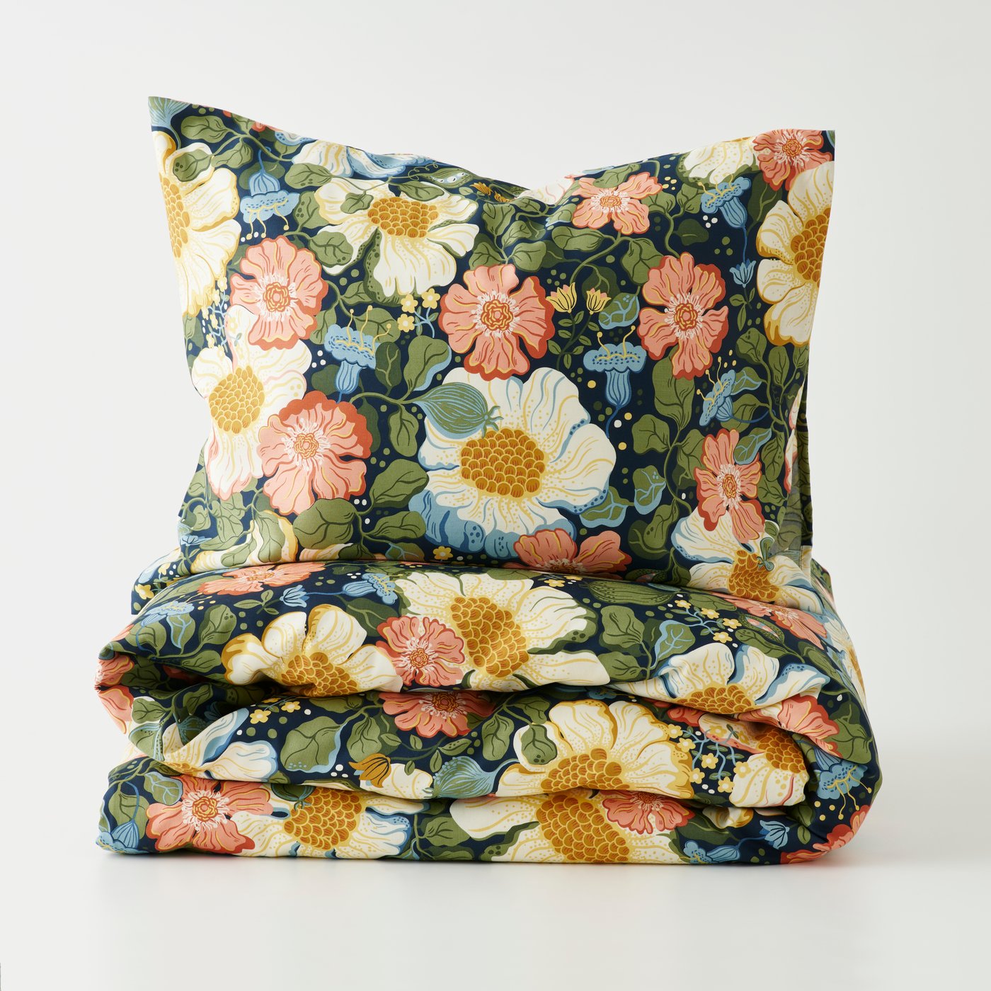 A dark blue/floral pattern ARENBOK duvet cover and 2 pillowcases