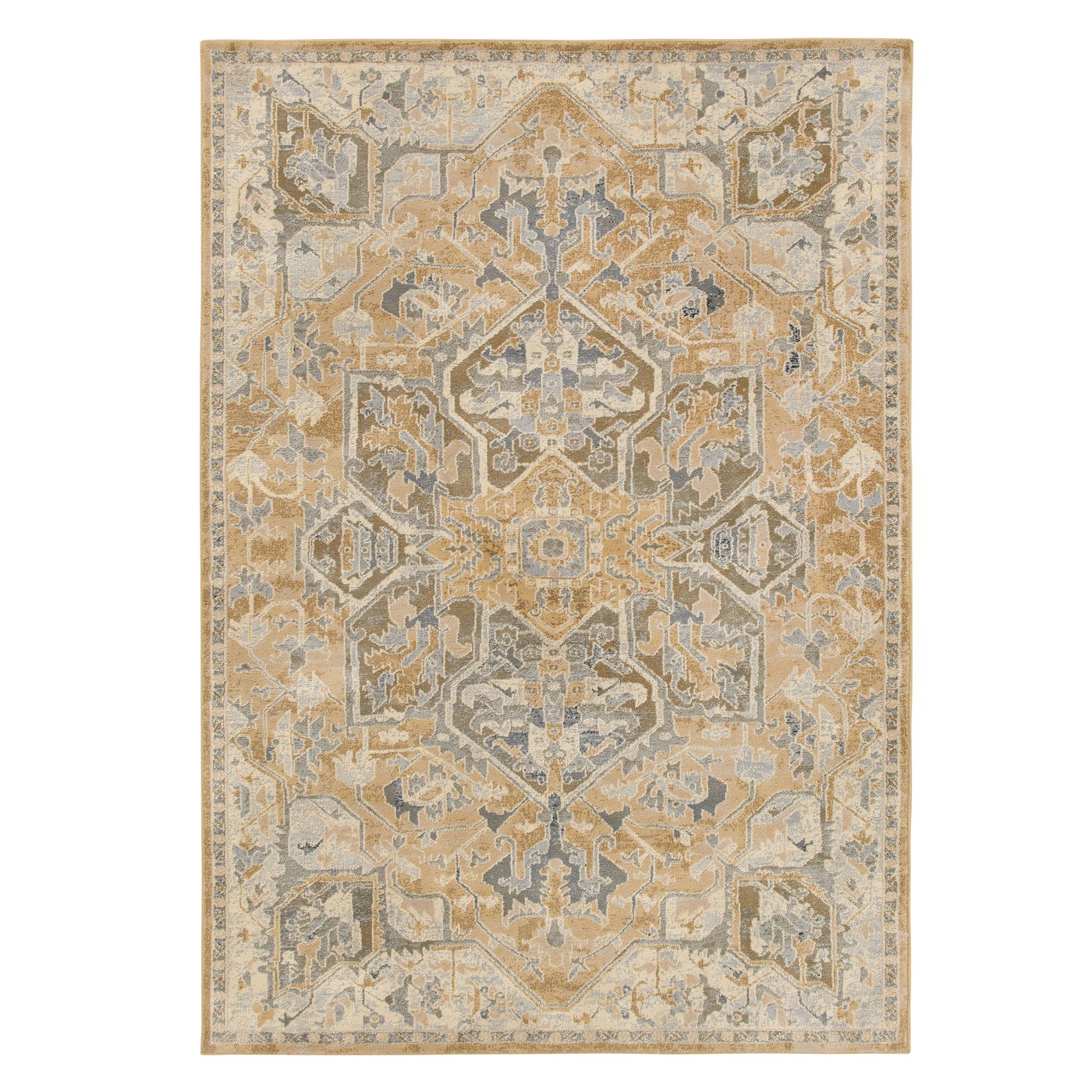 IKEA JÄRNVÄG matta, kort lugg, ornamentmönster beige/mörkbeige, 160x230 cm