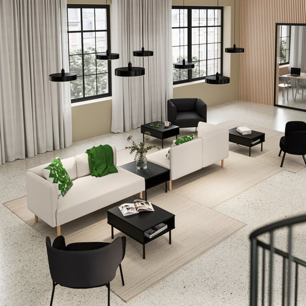 A Vissle beige/wood LILLEHEM 4-seat modular sofa with side table