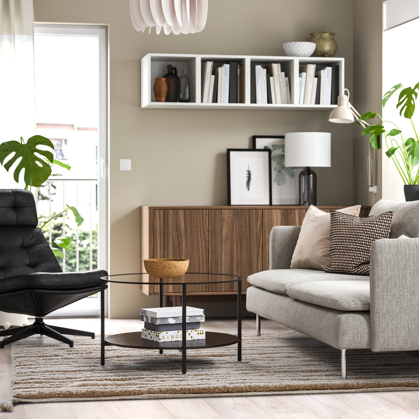 A beige/handmade BANKKONTOR rug, high pile