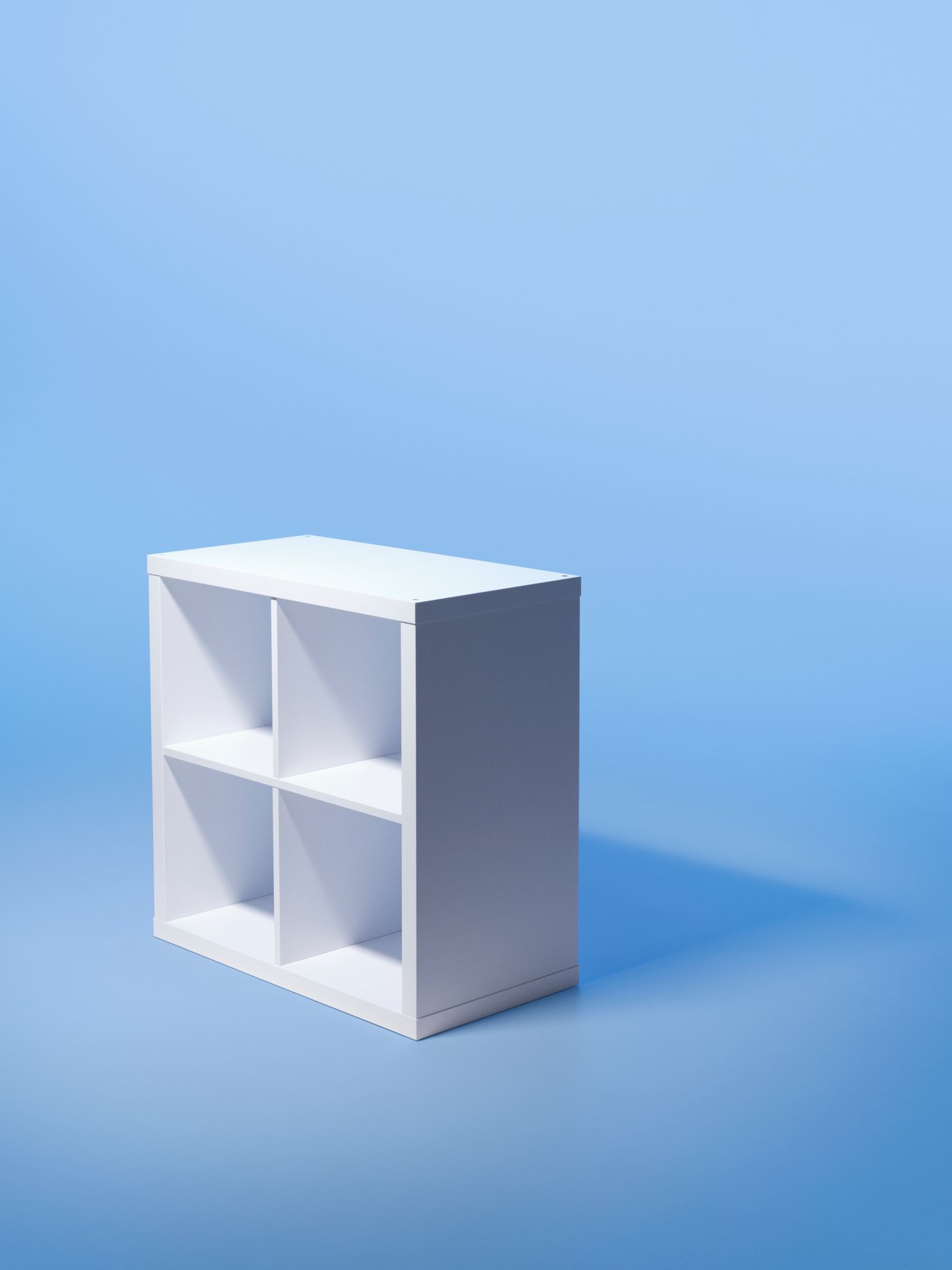 A white KALLAX shelving unit