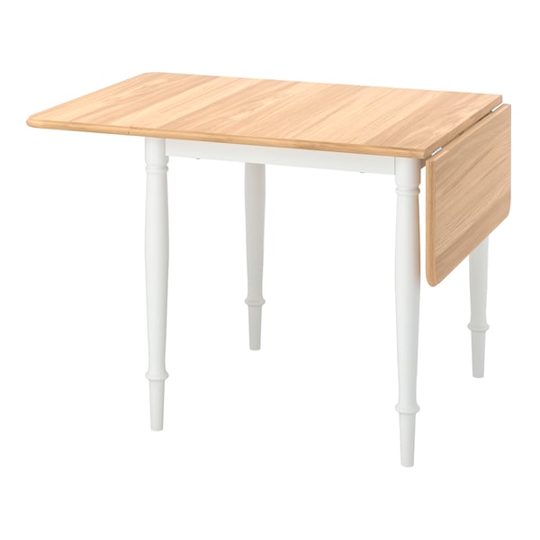An oak veneer/white DANDERYD drop-leaf table in the NA
