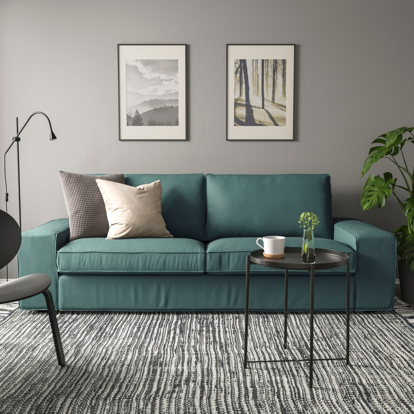 A Kelinge grey-turquoise KIVIK 3-seat sofa