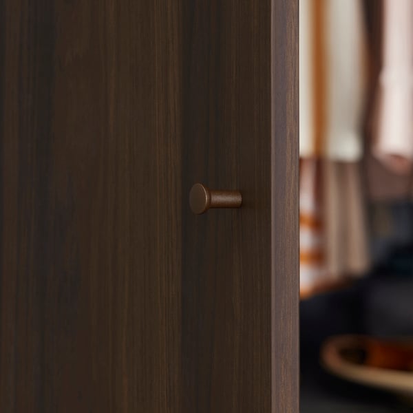 A white/oak effect PAX wardrobe combination