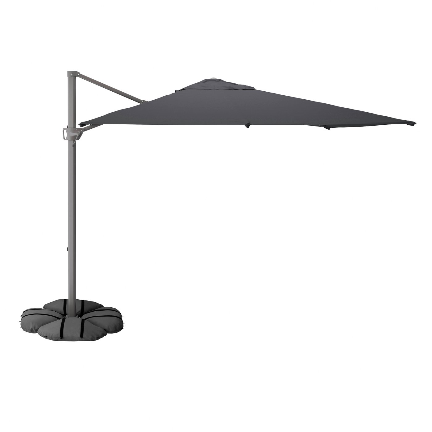 IKEA SEGLARÖ / IGGÖN parasol, frihängande med fot, antracit/mörkgrå, 330x240 cm