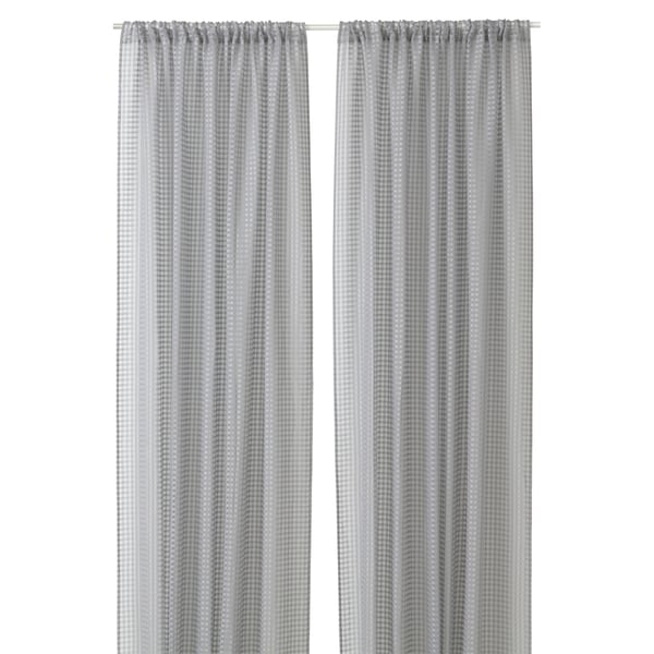 A grey SANDDÅDRA sheer curtains, 1 pair