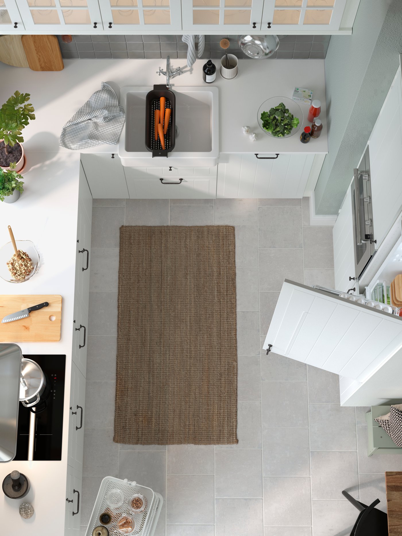 A white HAVSEN sink bowl w visible front in the kitchen