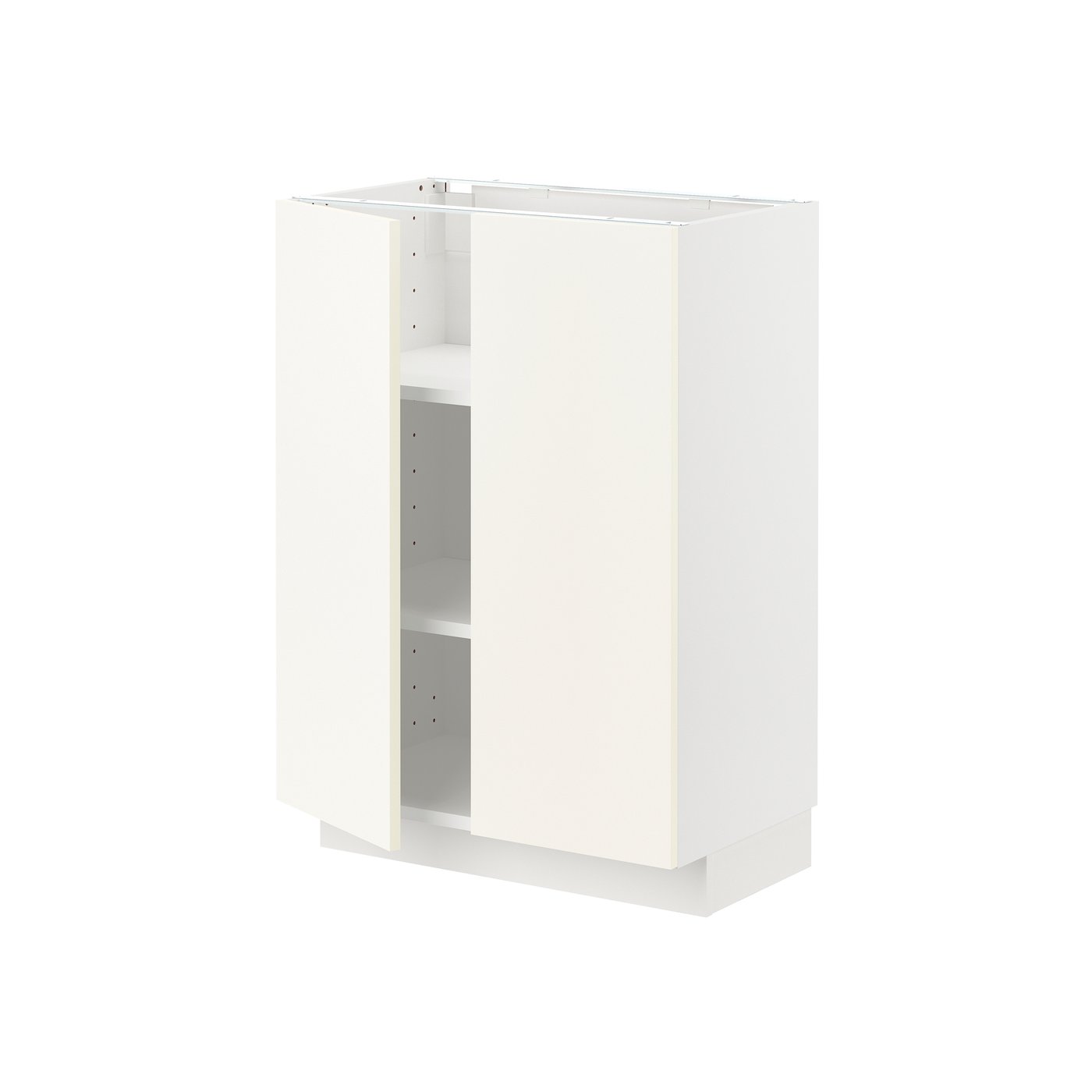 IKEA METOD bänkskåp med hyllplan/2 dörrar, vit/vallstena vit, 60x37 cm