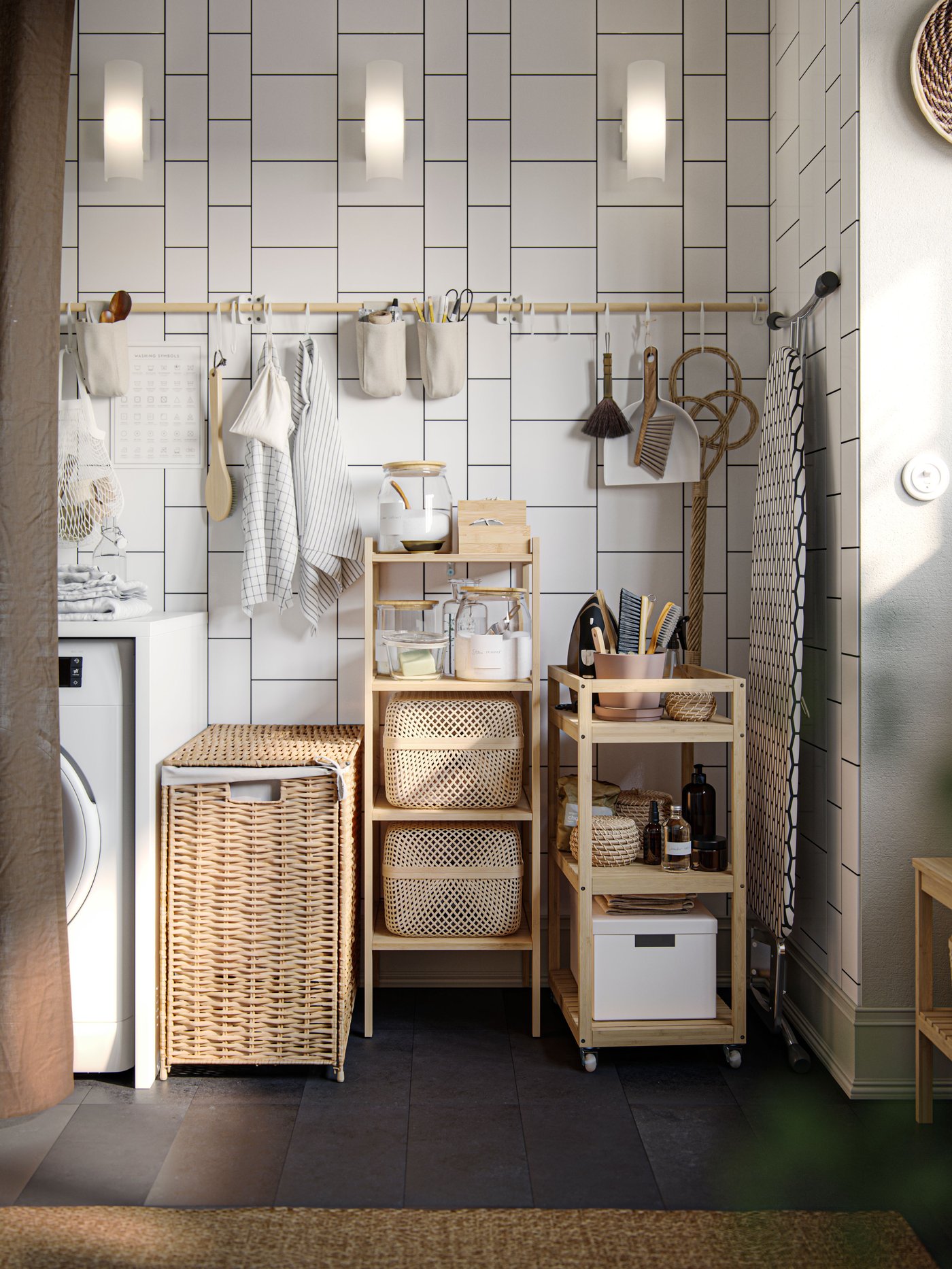 A bamboo RÅGRUND trolley