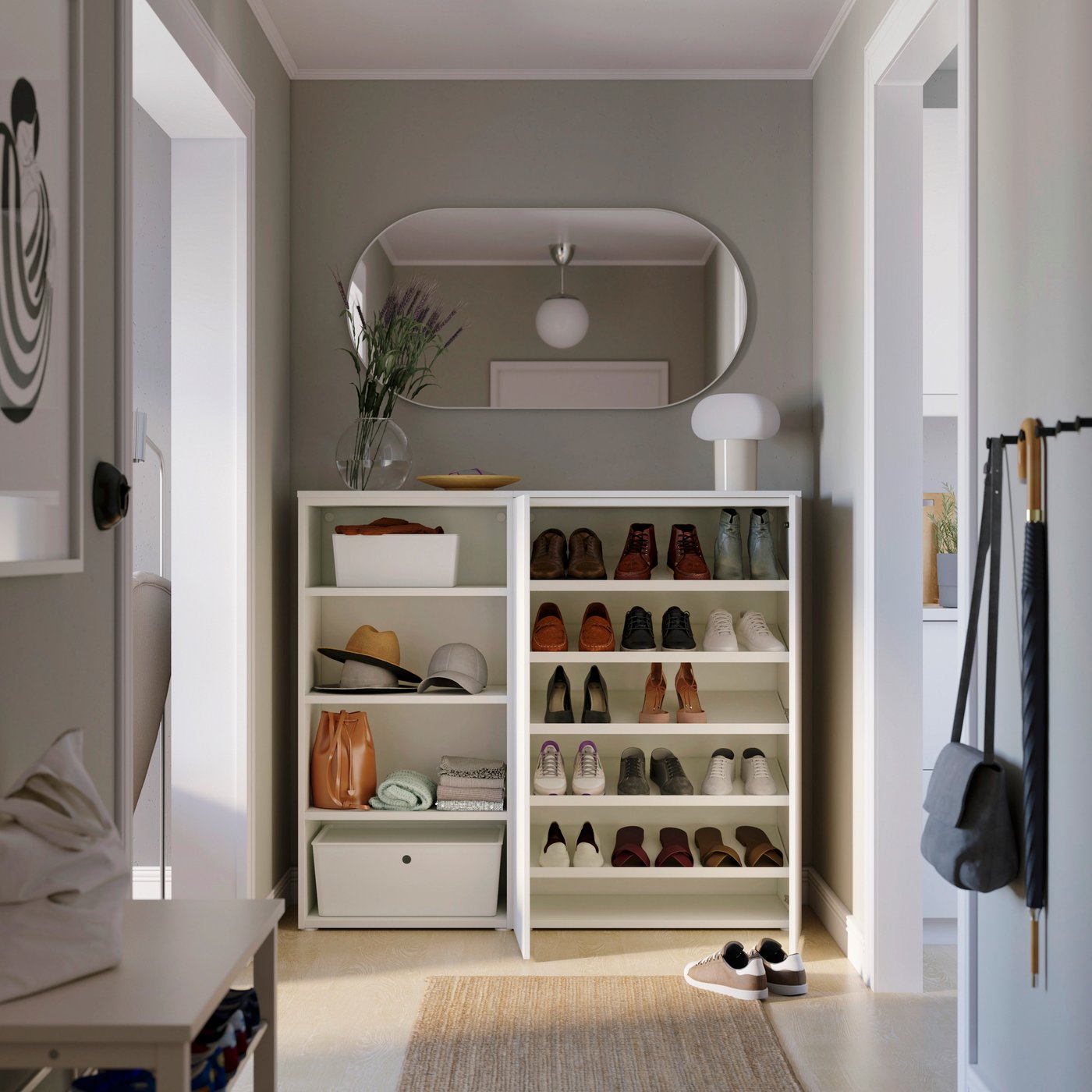 A white/Fonnes white PLATSA shoe cabinet/storage