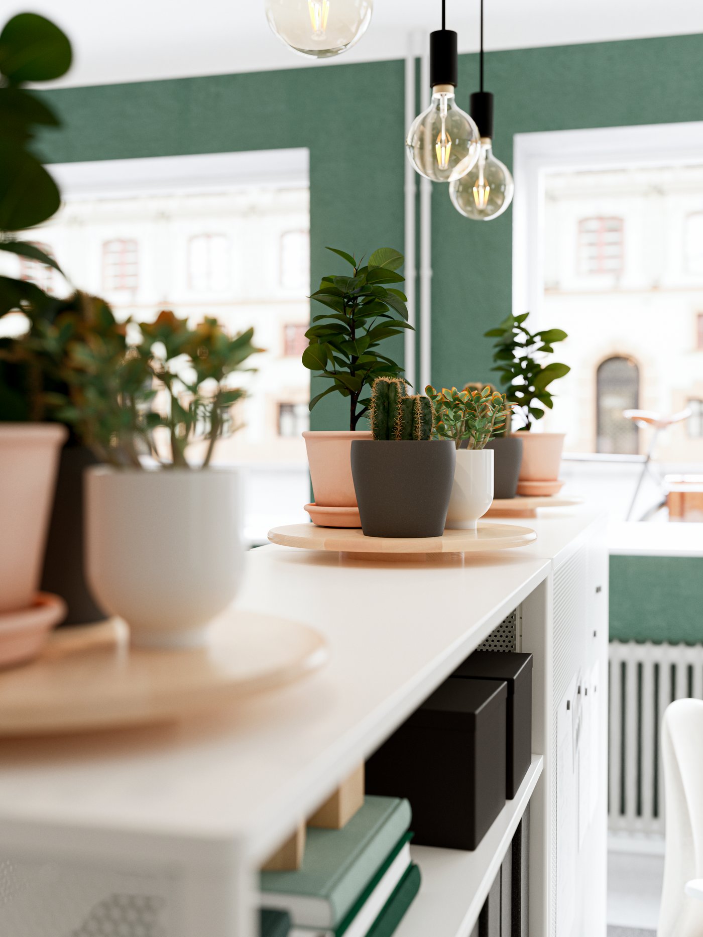 A solid wood SNUDDA lazy Susan in the home office