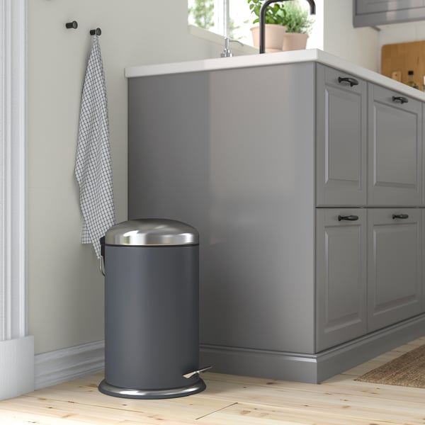 A dark grey MJÖSA pedal bin