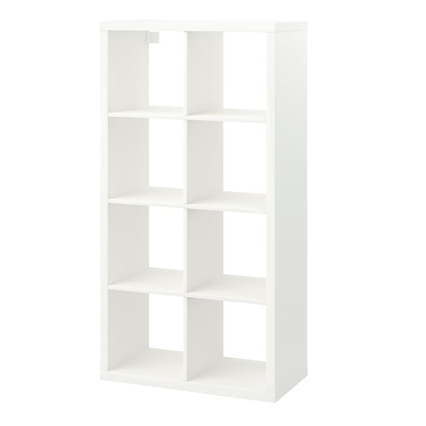 A white KALLAX shelving unit