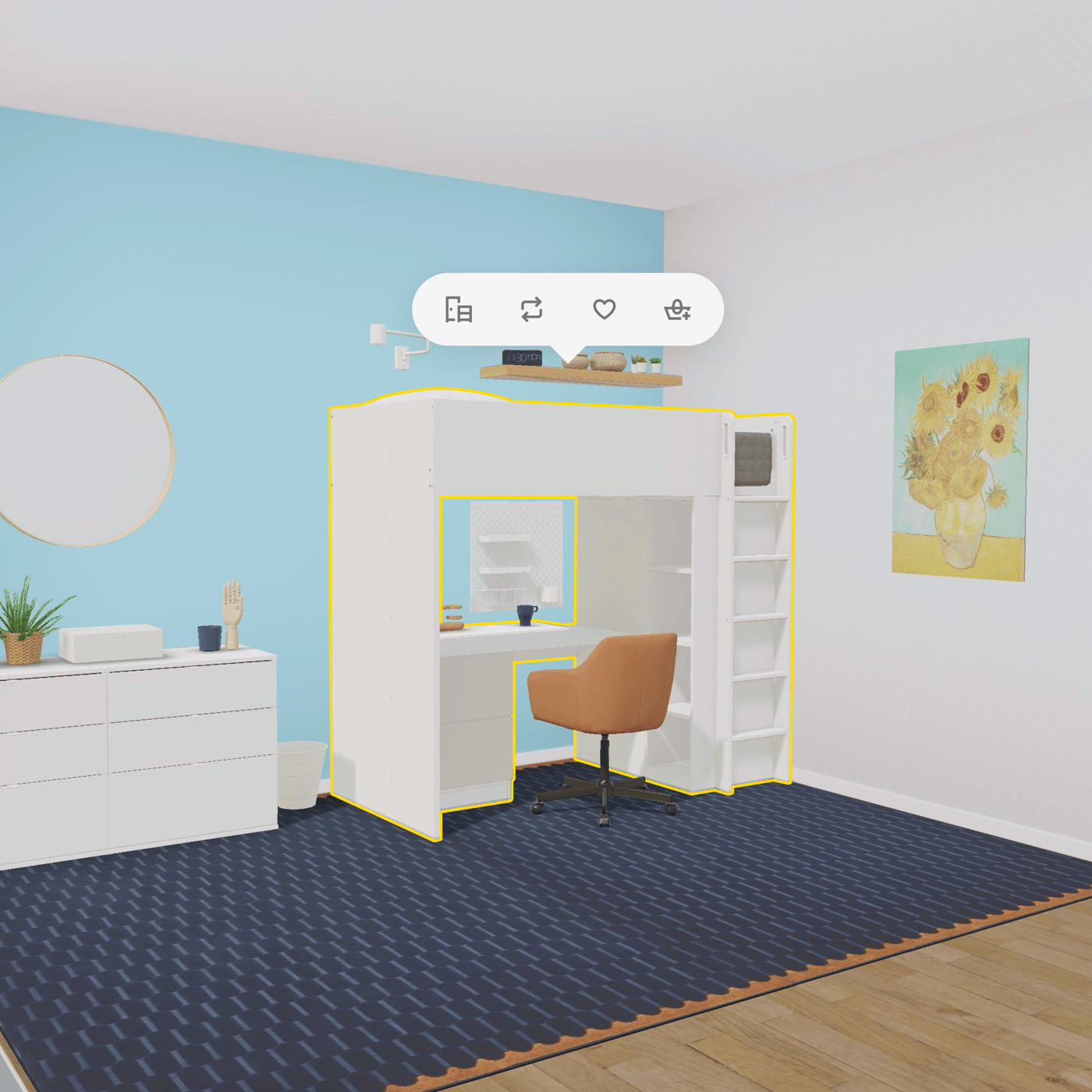 IKEA STUVA ロフトベッド デスク付 ホワイト イケア システムベッド