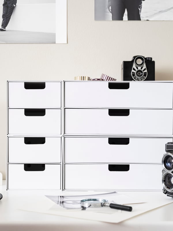 A white FJÄDERHARV mini chest with 2 drawers