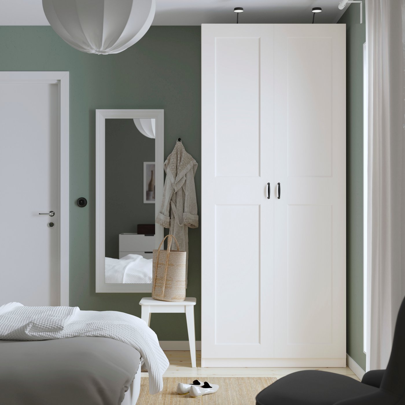 IKEA PAX / GRIMO garderob, vit/vit, 100x60x236 cm
