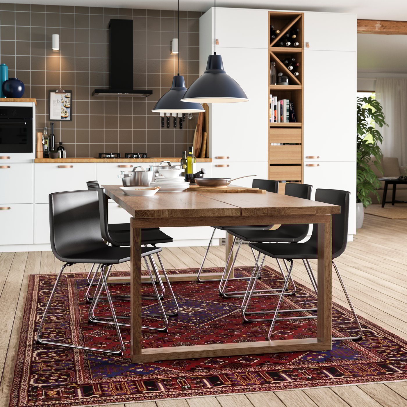 An oak veneer brown stained MÖRBYLÅNGA table