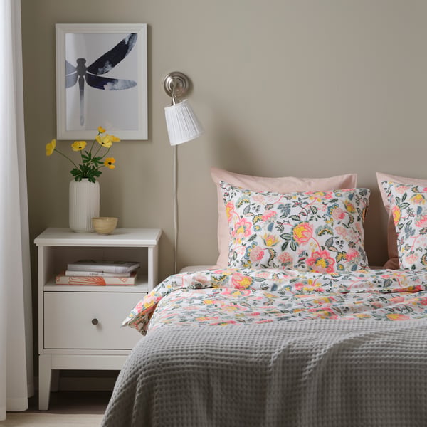 duvet cover and 2 pillowcases 60 cm multicolour/floral pattern


