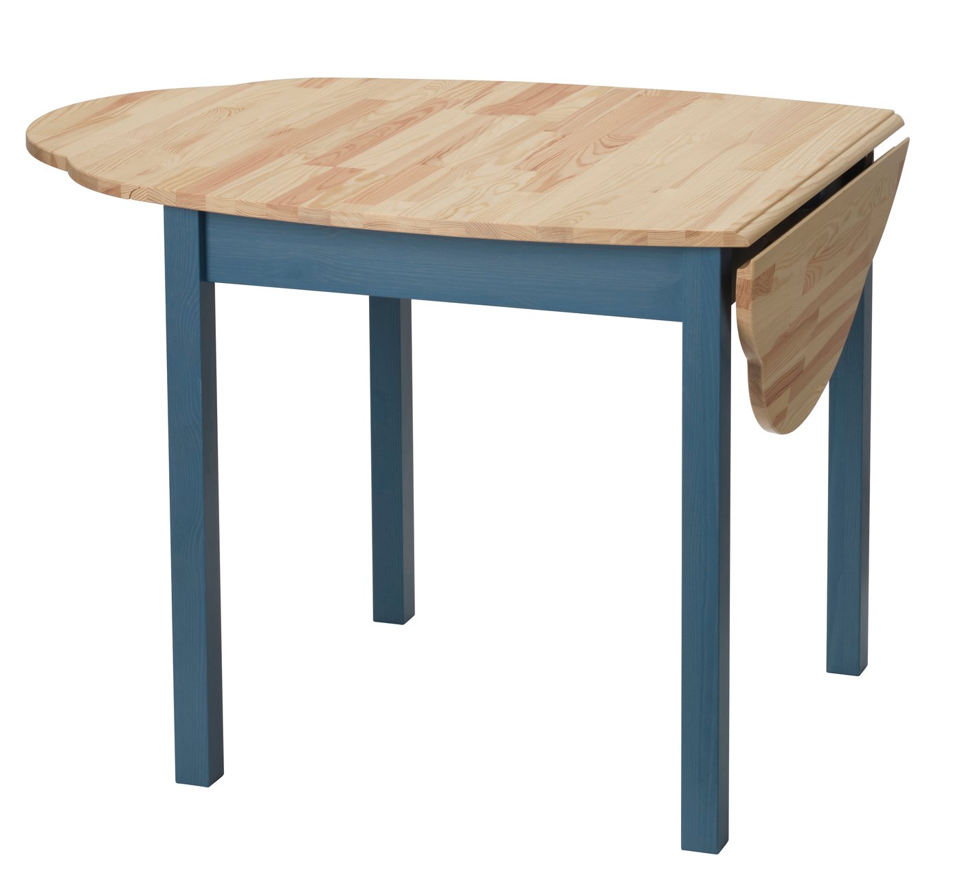 IKEA OMMJÄNGE klaffbord, furu/laserad blå, 134x82 cm