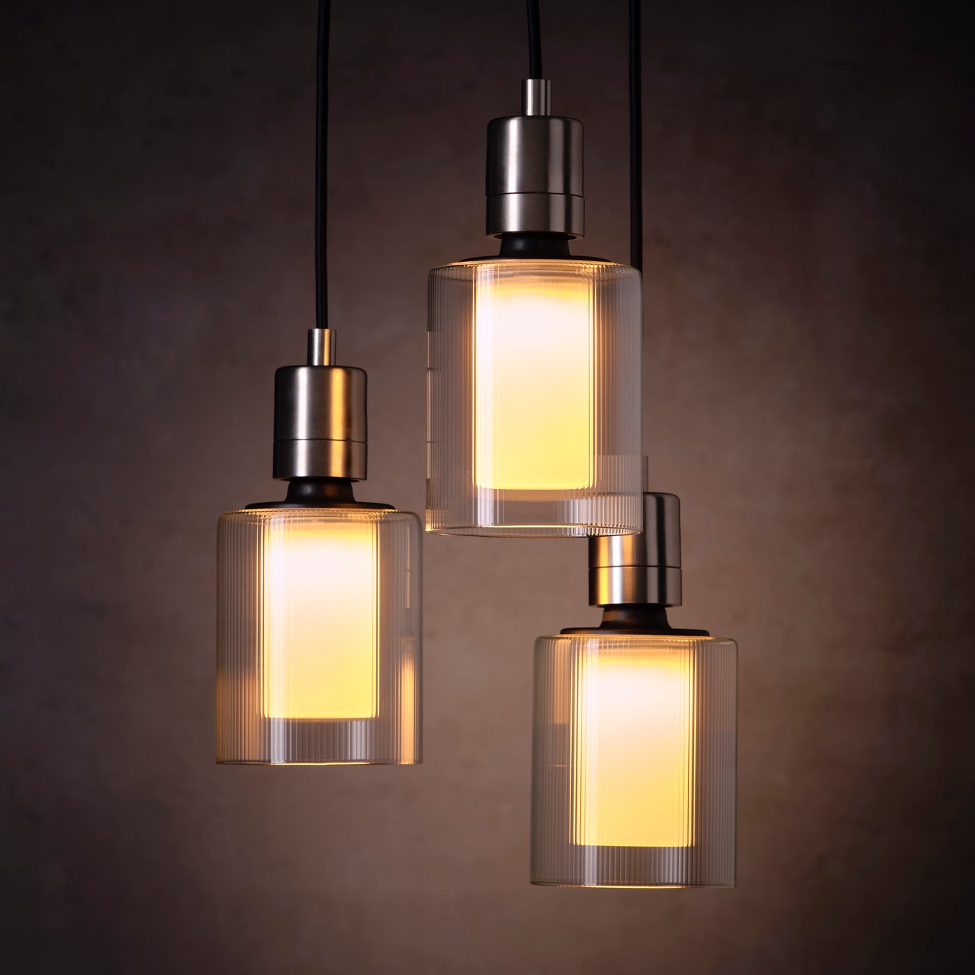 A cylinder glass/striped MOLNART LED bulb E27 150 lumen