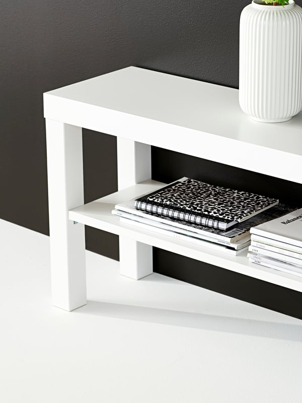 A white LACK TV bench