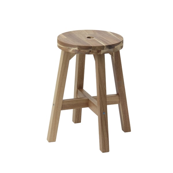 An acacia SKOGSTA stool in the NA
