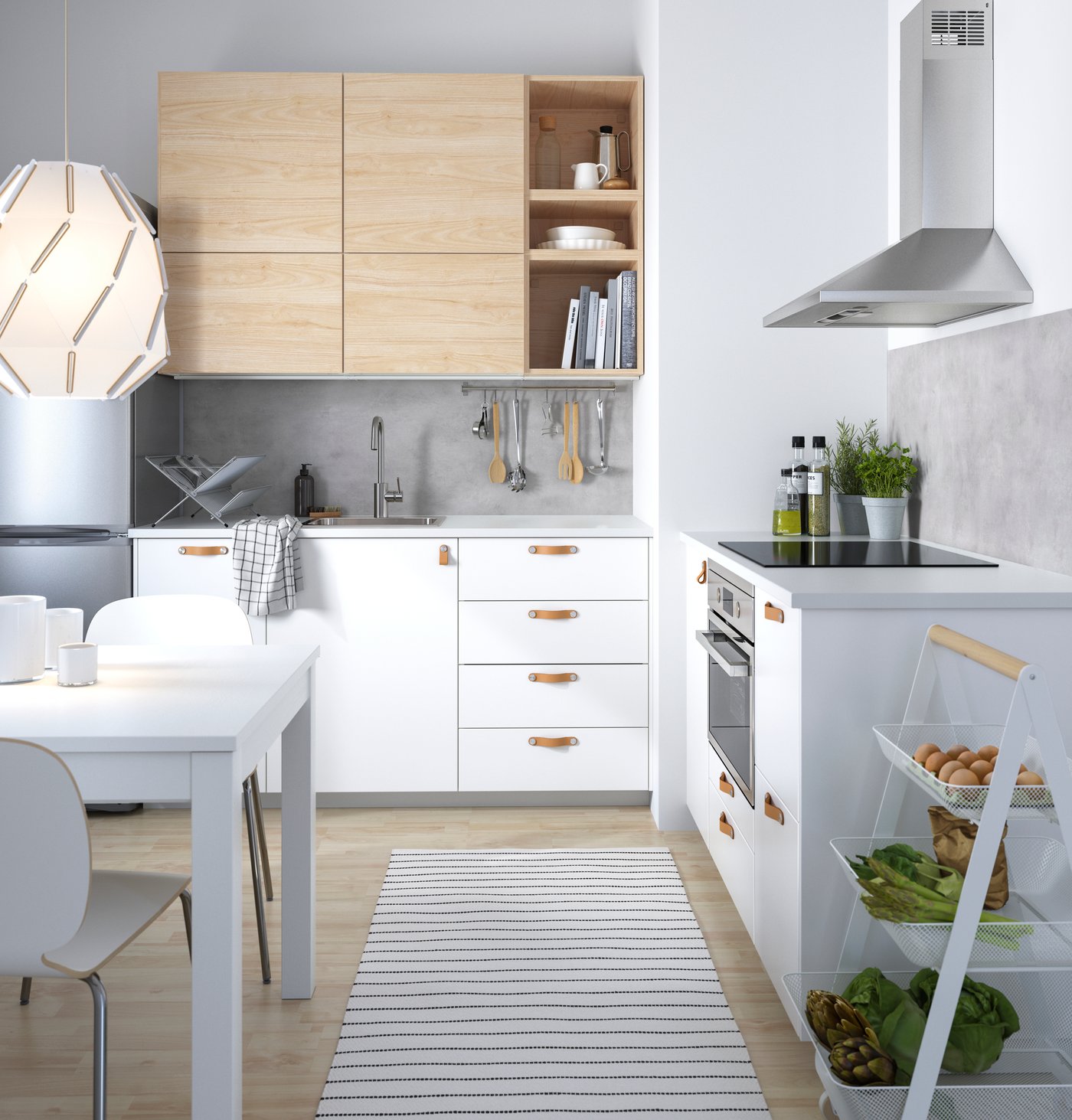 A white/Veddinge white METOD base cabinet f combi micro/drawers in the kitchen