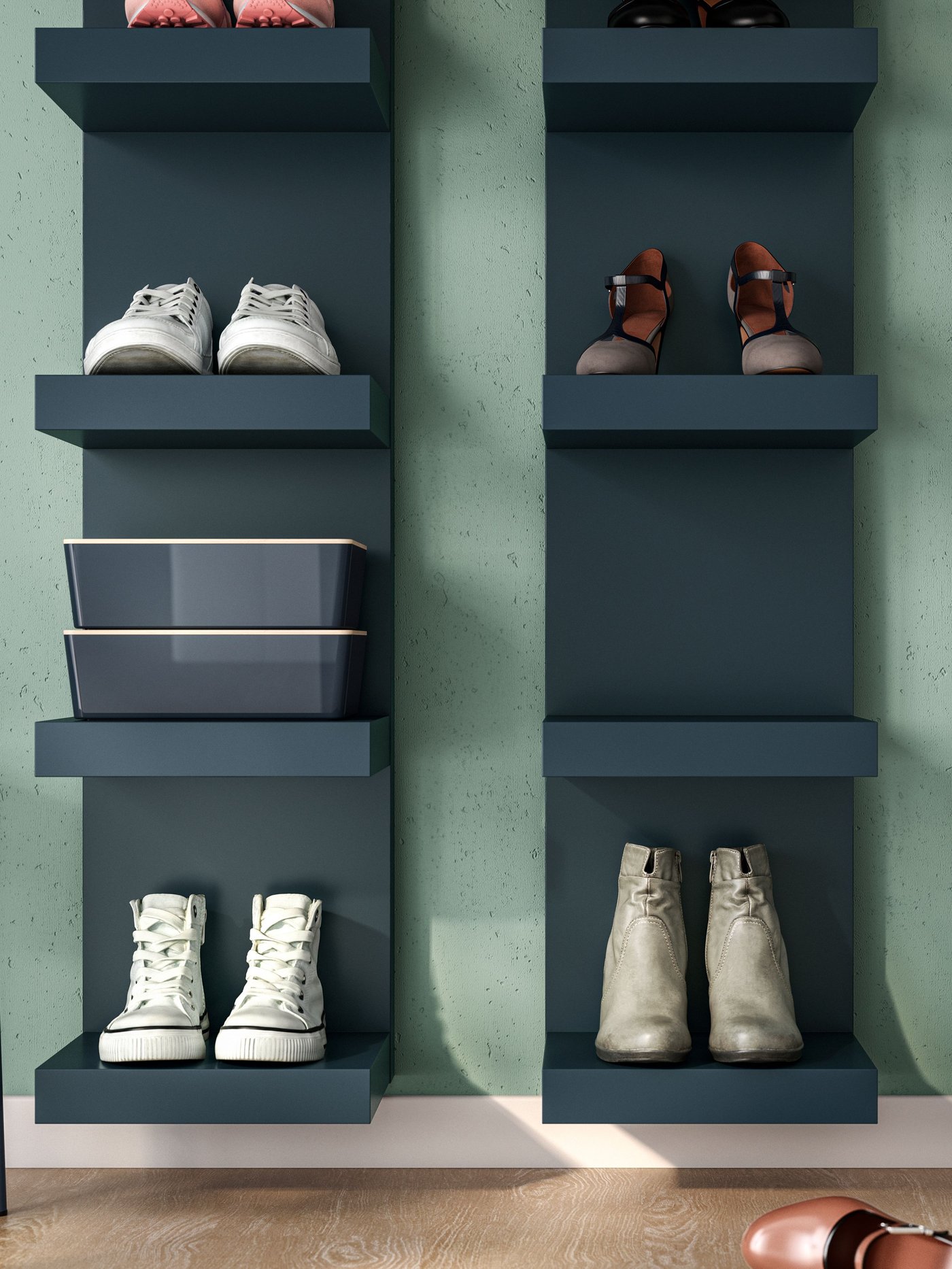 A black-blue LACK wall shelf unit