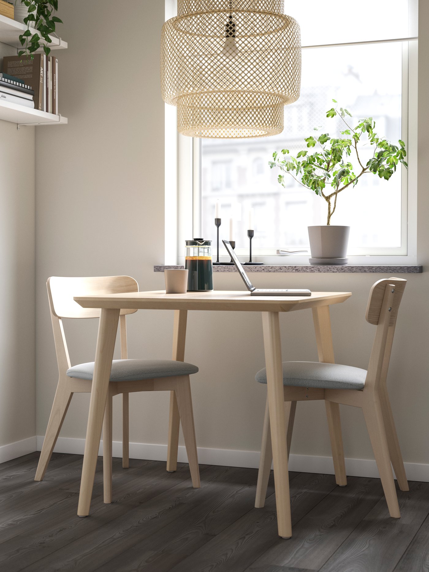 An ash/Tallmyra white/black LISABO table and 2 chairs