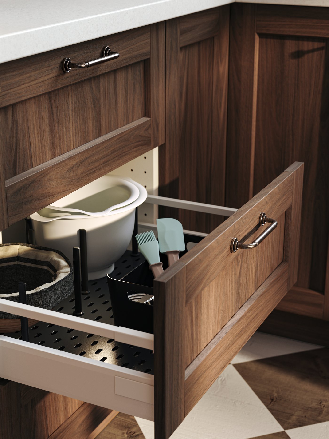 Bílá mísa VISPAD v kuchyňské zásuvce