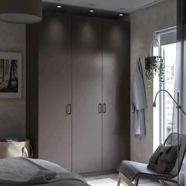 A dark grey/dark grey PAX wardrobe combination