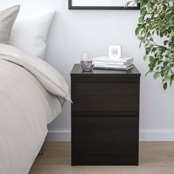 A black-brown KULLEN chest of 2 drawers