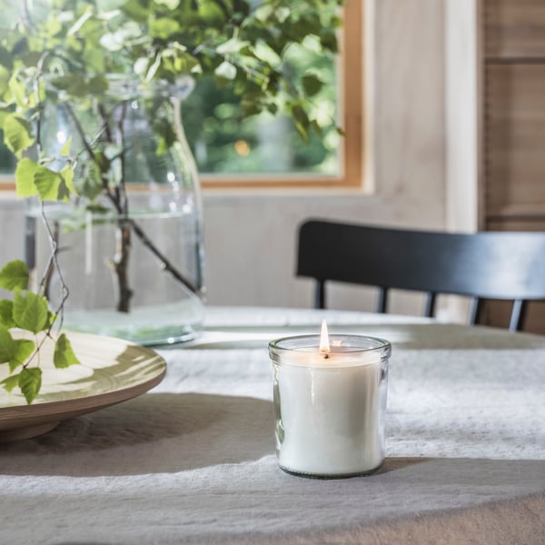 A Scandinavian Woods/white ADLAD scented candle in glass