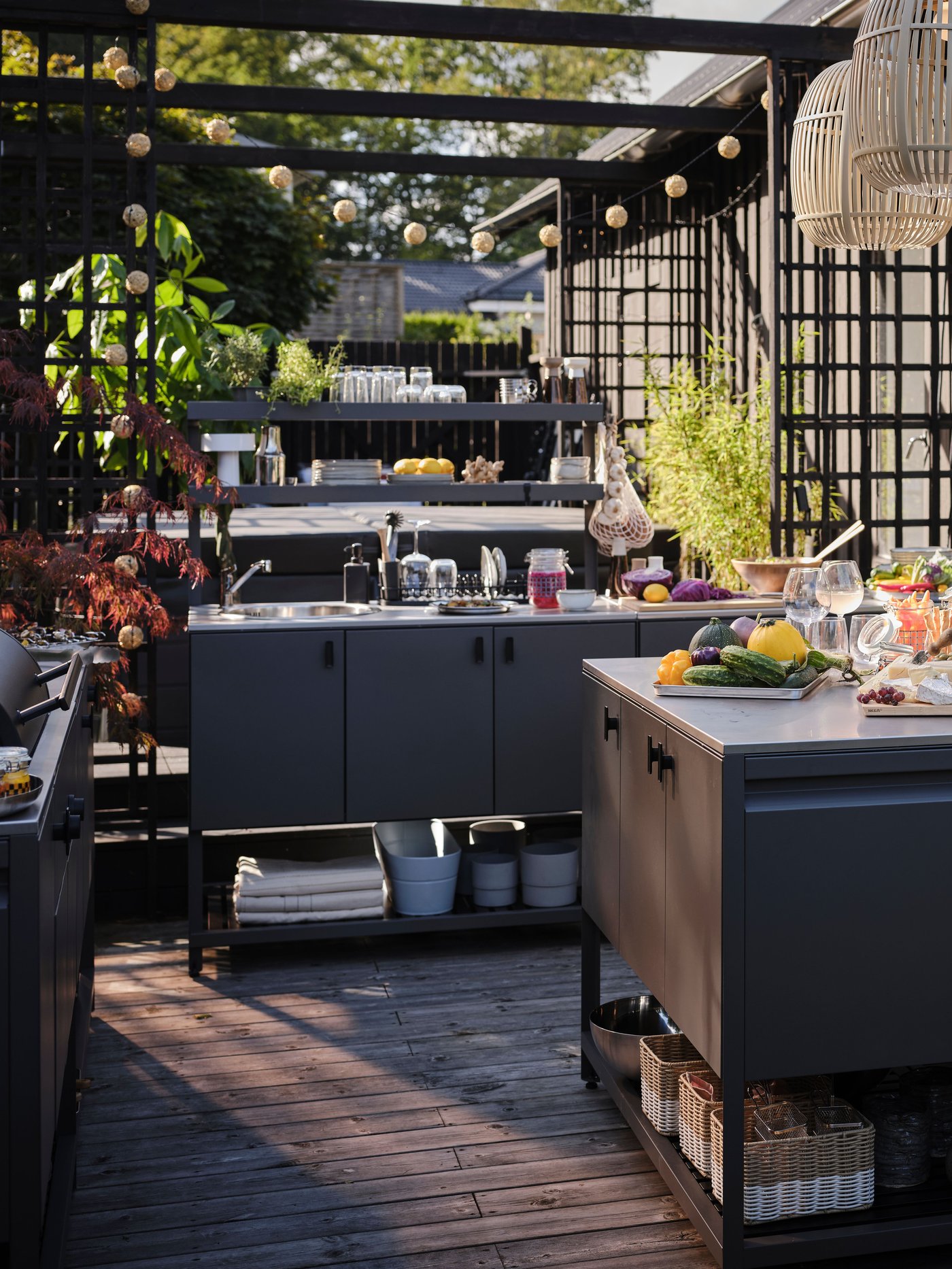 Geschlossene Küchenzeile BÅTSKÄR für den Außenbereich/Dunkelgrau