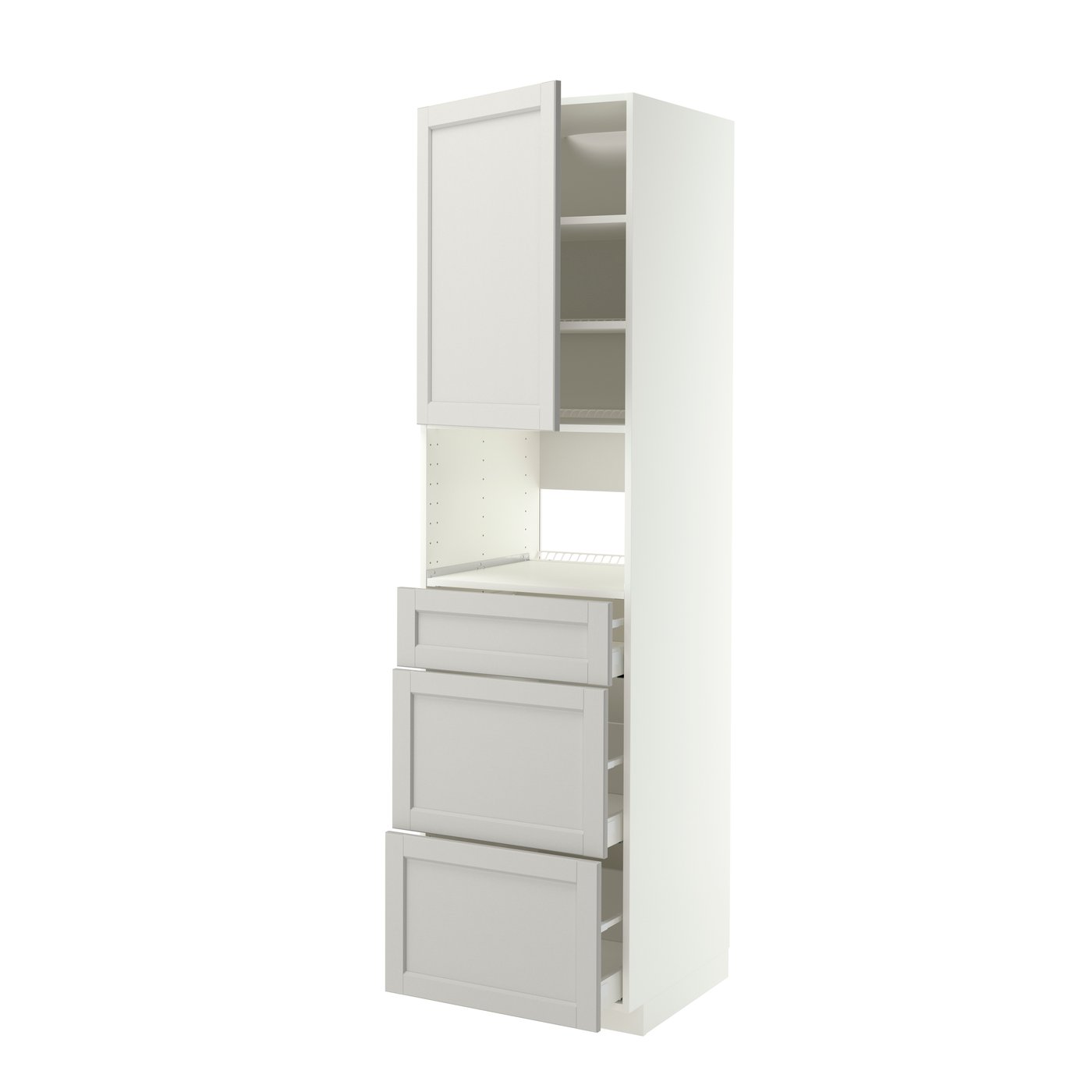 IKEA METOD / MAXIMERA högskåp för inbyggda vitvaror, vit/lerhyttan ljusgrå, 60x60x220 cm