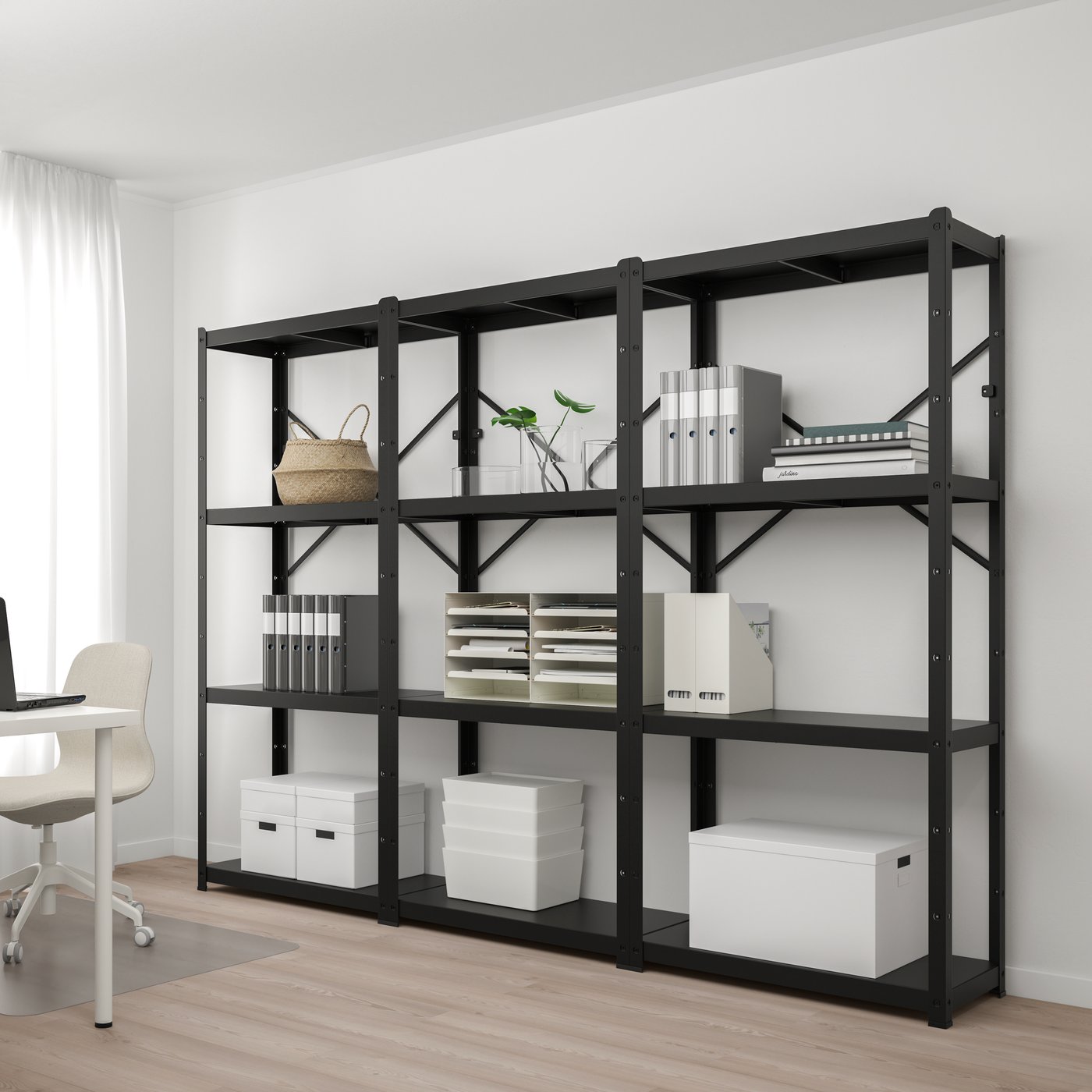 IKEA BROR hylla, svart, 254x40x190 cm