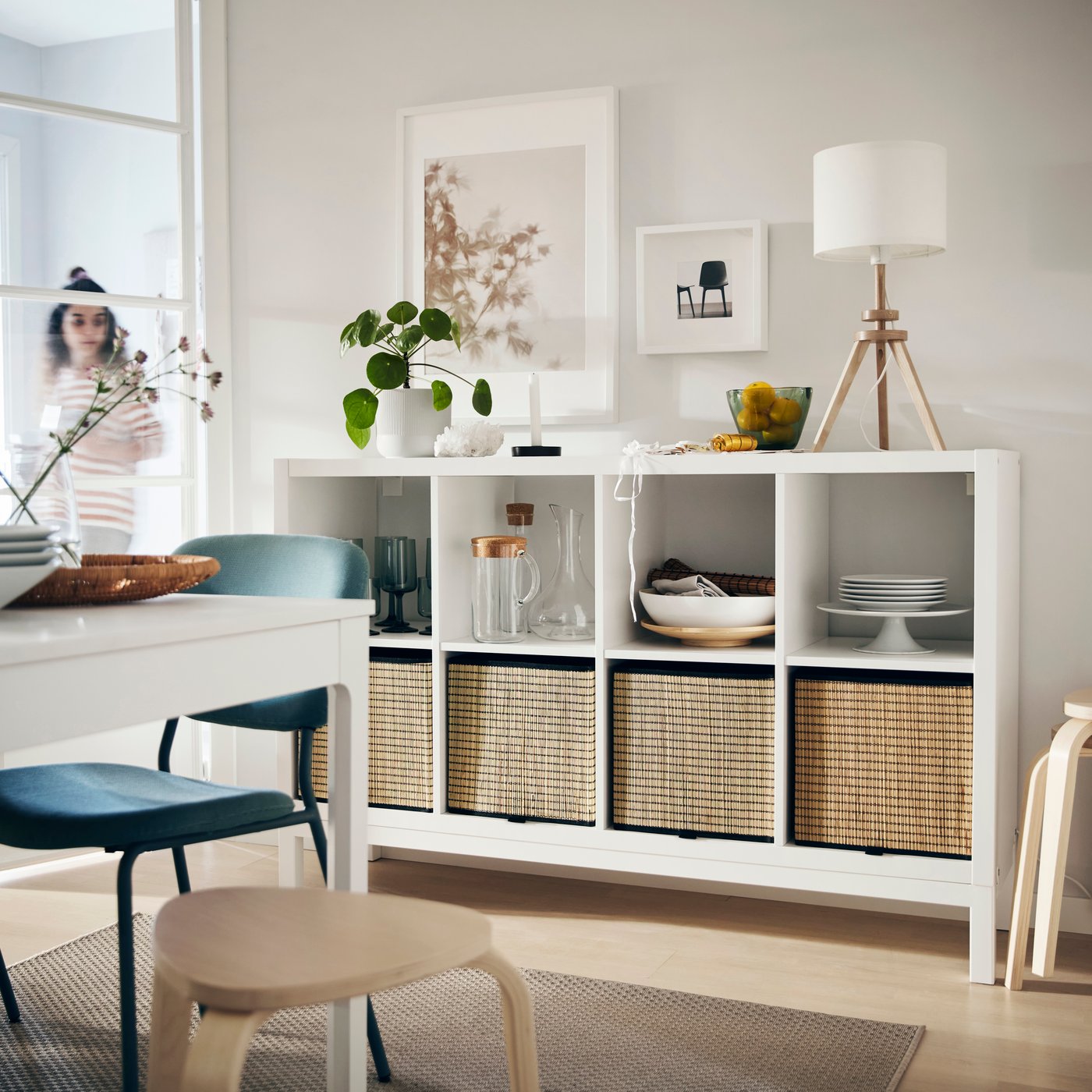 A white KALLAX underframe