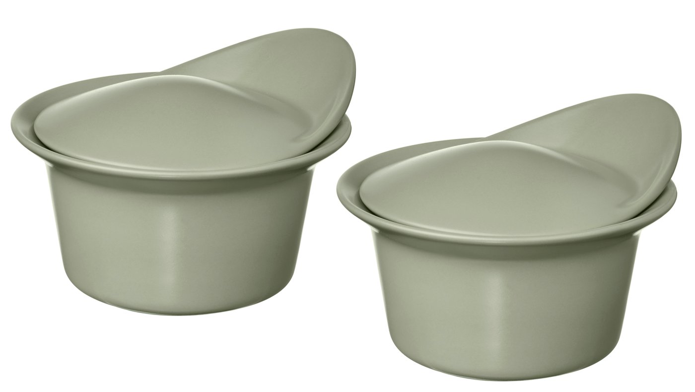 IKEA FÄRGKLAR ugns-/serveringsform med lock, matt yta ljusgrön, 0.2 l