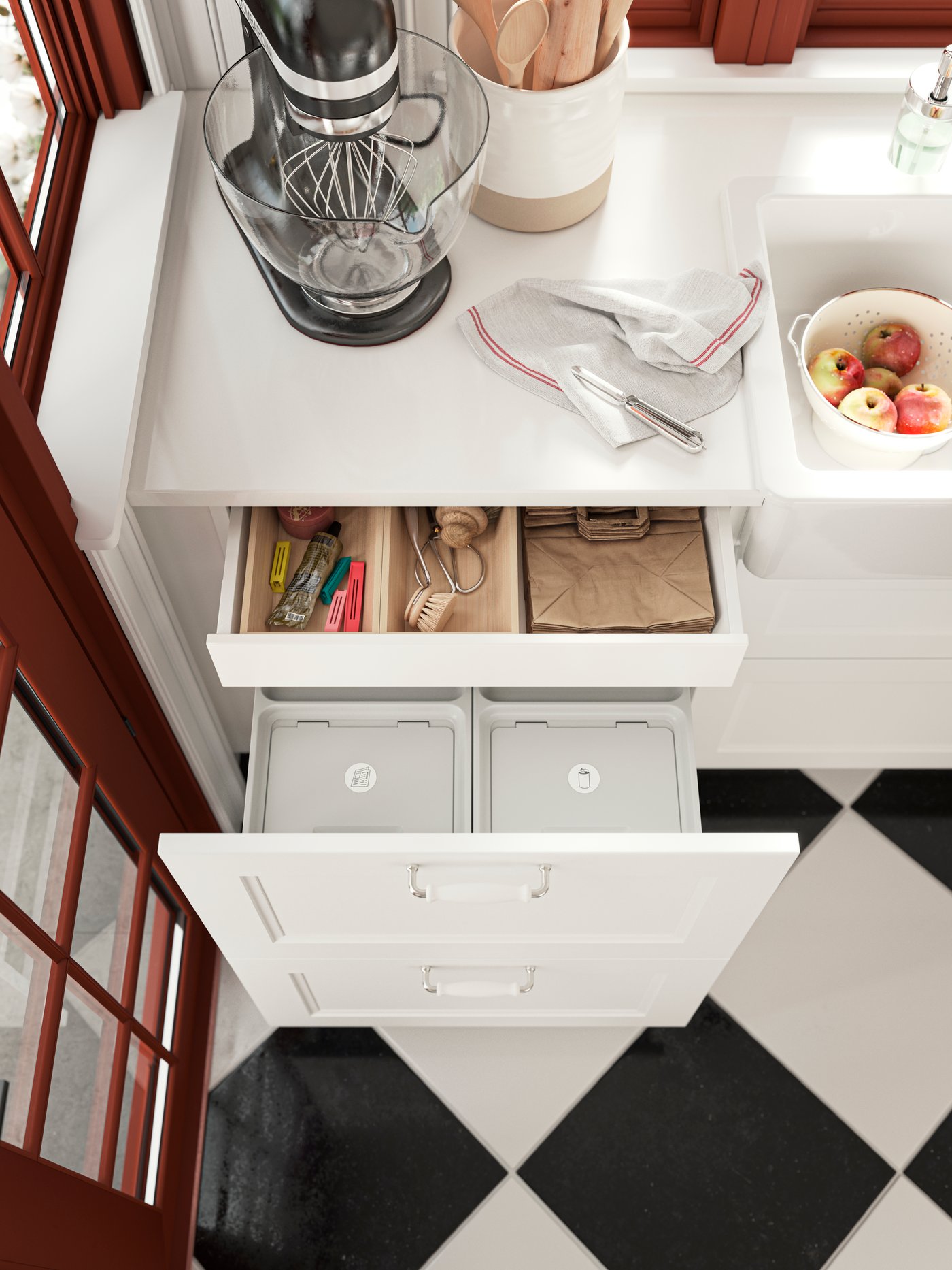 A porcelain white HISHULT handle in the kitchen