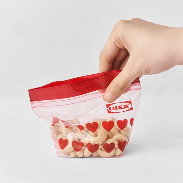 A red/heart ISTAD resealable bag